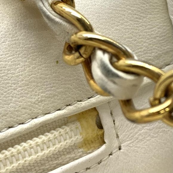 Chanel Lambskin Chain Shoulder Bag Gold Metal Fittings Here Mark Leather White - Picture 9 of 10